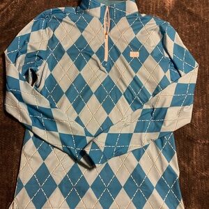 Good Good Golf Blue Argyle Men's 1/4 Zip Shirt